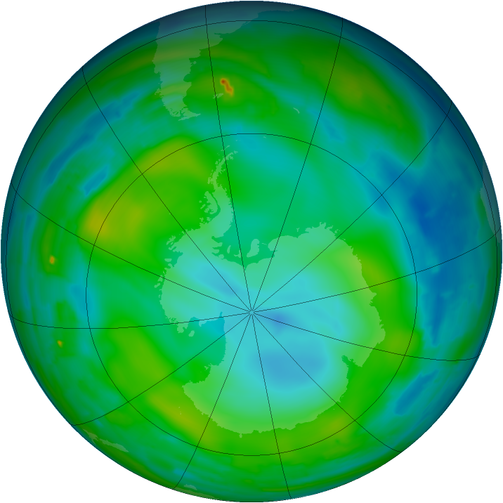 Antarctic ozone map for 03 June 2010